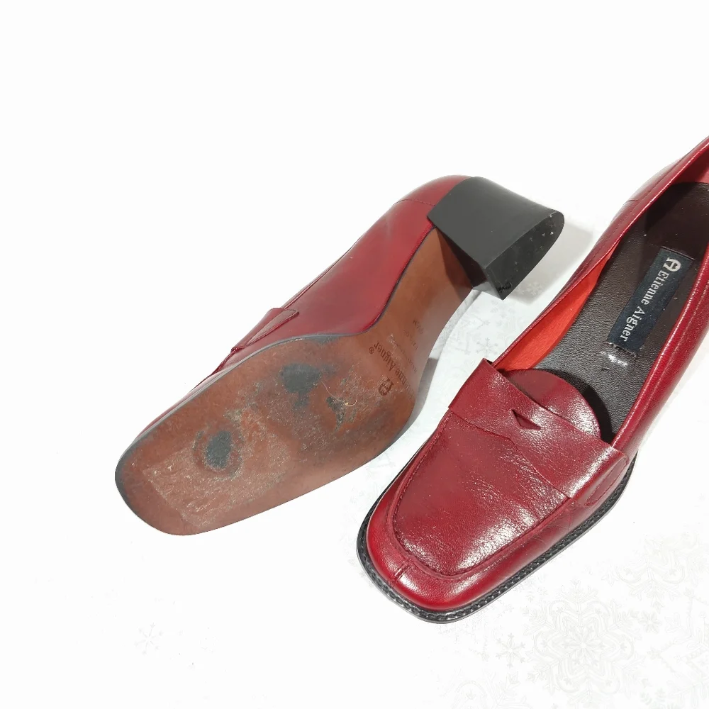 Etienne Aigner Burgundy Leather Loafers - Picture 3 of 5